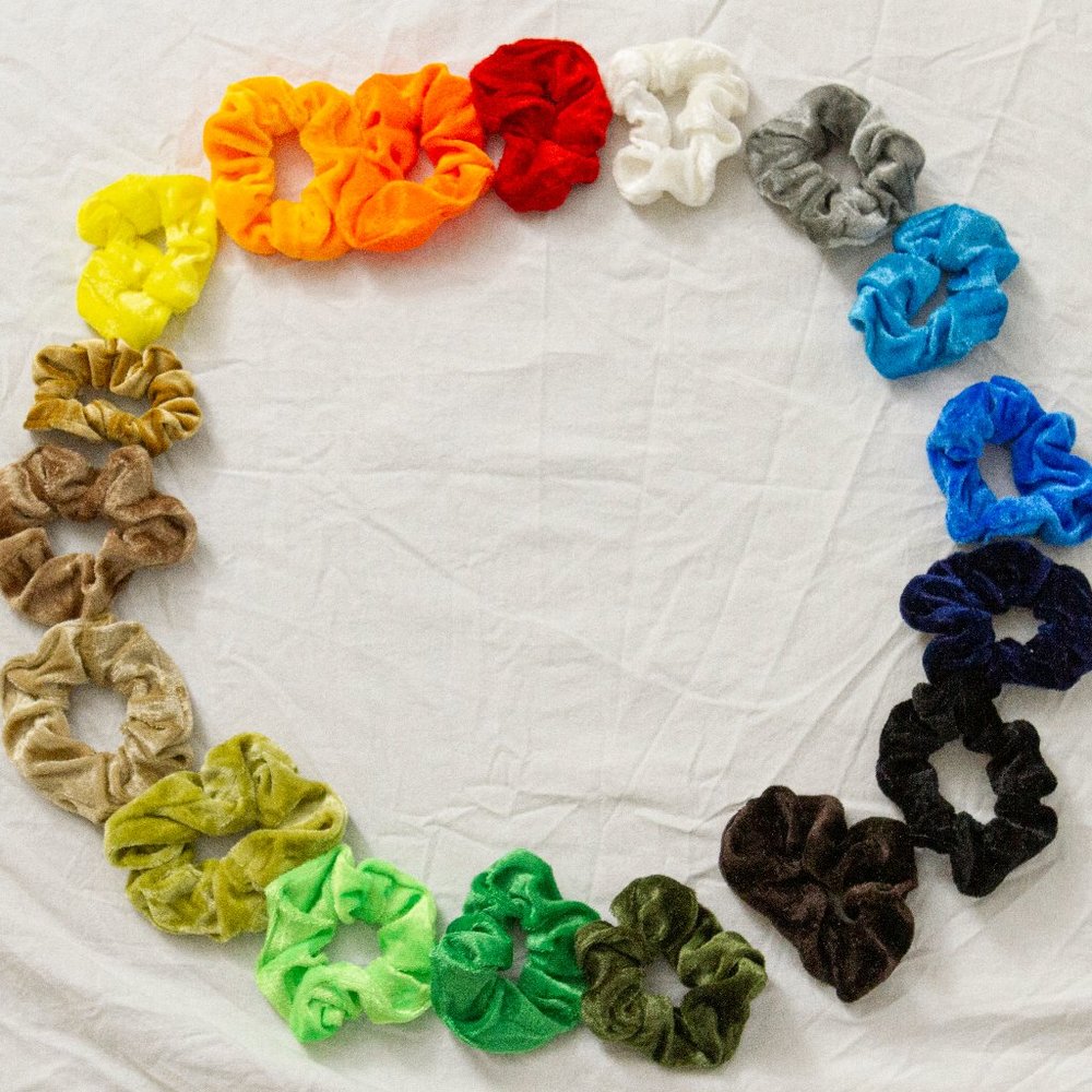 Rainbow array of scrunchies!